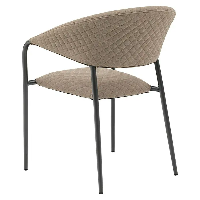 Stapelsessel - Stapelbar, Beige, B x T x H: 64,8 x 59,7 x 83 cm - Ein schicker Stuhl in Taupe mit Rautenmuster. Das moderne Design mit schlanken, anthrazitfarbenen Beinen. Elegantes Möbelstück für jeden Raum.