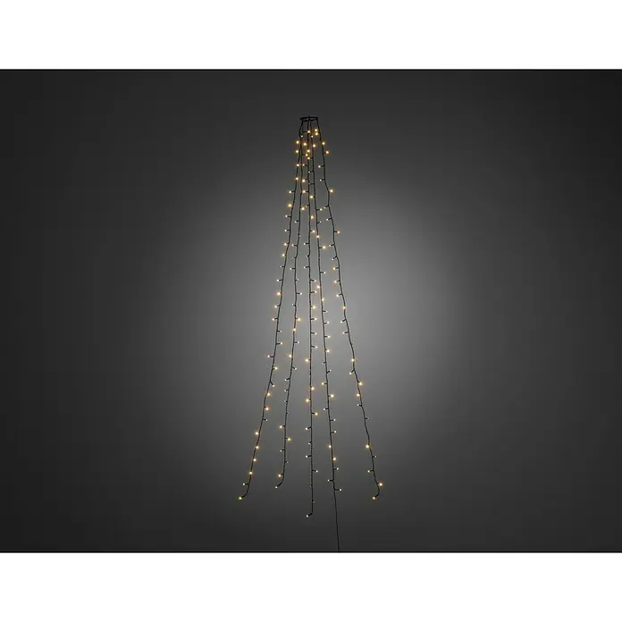 Konstsmide LED-Lichterkette Baummantel - Innen, Lichtfarbe: Bernstein, Anzahl Leuchtmittel: 150 Stk., Netzbetrieben - Beleuchtete Baum-Lichterkette mit warmweißen LED-Leuchten auf schwarzem Draht, ideal für festliche Dekorationen und stimmungsvolle Beleuchtung.