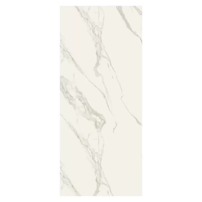Corso Italia Feinsteinzeugfliese Marble Calacatta - 120 x 278 cm, Weiß, Glänzend - Weiße Marmorfliese mit subtilen gräulich-beigen Äderungen.