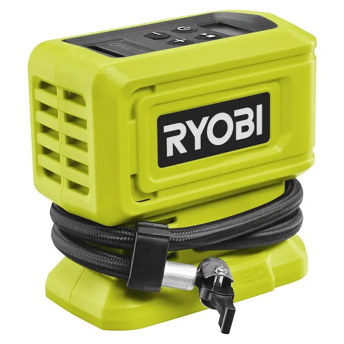 Ryobi ONE+ Akku-Kompressor RPI18-0 - 18 V, Ohne Akku, 10,3 bar - Hier ist der Ryobi ONE+ Akku-Luftkompressor, ideal für schnelles Aufpumpen von Reifen und kleinen Luftmatratzen. Kompakt, leicht und einfach zu bedienen.