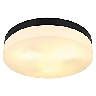 Globo Vanjska zidna i stropna svjetiljka Vranos (60 W, Ø x V: 30 x 6,5 cm, Crna, Opal, IP44)