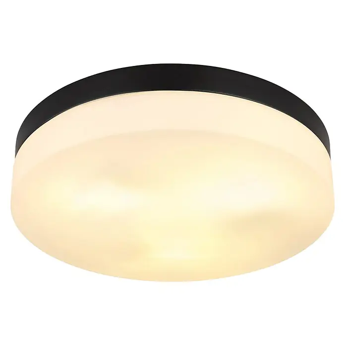 Globo Außenwand- & Deckenleuchte Vranos - 60 W, Ø x H: 30 x 6,5 cm, Anthrazit, IP44 - Helle Deckenleuchte mit schwarzem Rand. Die Leuchte strahlt warmes Licht und sorgt für eine angenehme Atmosphäre im Raum.