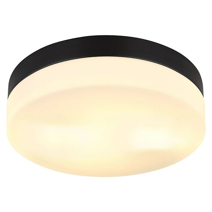 Globo Plafón para pared y techo exterior Vranos (40 W, Ø x Al: 24 x 6,5 cm, Negro, IP44) | BAUHAUS