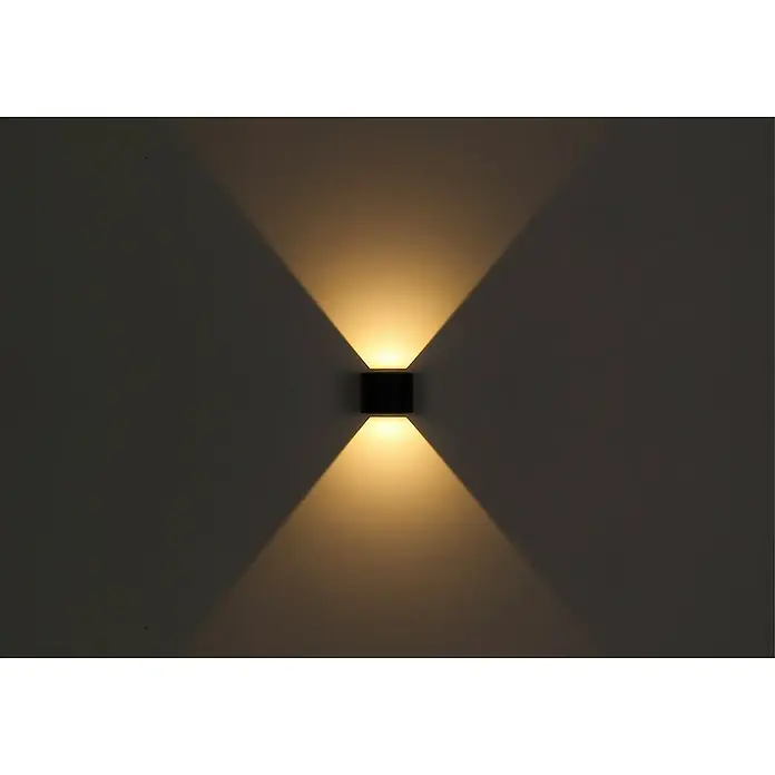 Globo Außenwandleuchte Veronika - 3 W, 11,7 x 13,7 x 10 cm, Anthrazit, IP54 - Quadratische Wandleuchte mit warmem Licht, das nach oben und unten scheint und eine gemütliche Atmosphäre erzeugt. Modernes Design für stilvolle Akzente.
