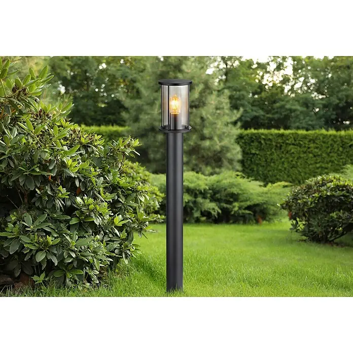 Globo Außensockelleuchte Gracey - Ohne Sensor, 60 W, IP54, Höhe: 100 cm - Moderne schwarze Außenleuchte mit klarem Glas und warmem Licht, perfekt für Gartenwege und Terrassen. Die elegante Wegeleuchte sorgt für stimmungsvolle Beleuchtung.