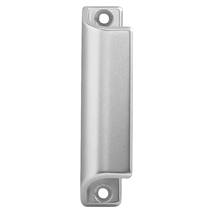 Lienbacher Hebetürgriff - Silber, Aluminium - Silberne, metallische Griffleiste mit gekrümmtem Profil und Befestigungslöchern an beiden Enden.