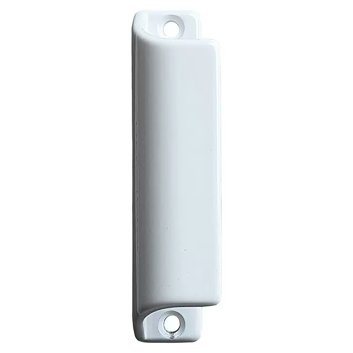 Lienbacher Hebetürgriff - Weiß, Aluminium - Weißer rechteckiger Griff mit abgerundeten Kanten und einem Schraubenloch an jedem Ende.