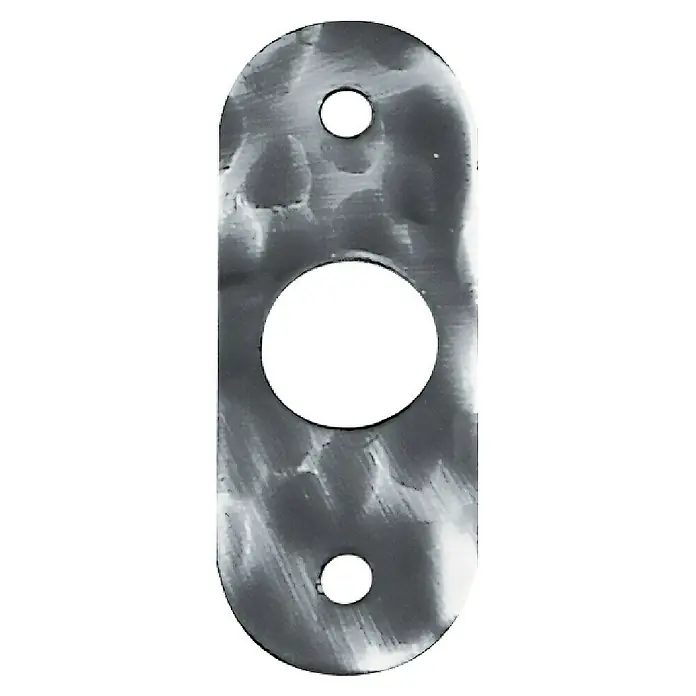 Lienbacher Drückerrosette 366 - Oval, Schmiedeeisen, 2 Stk. - Metallplatte mit drei Löchern.