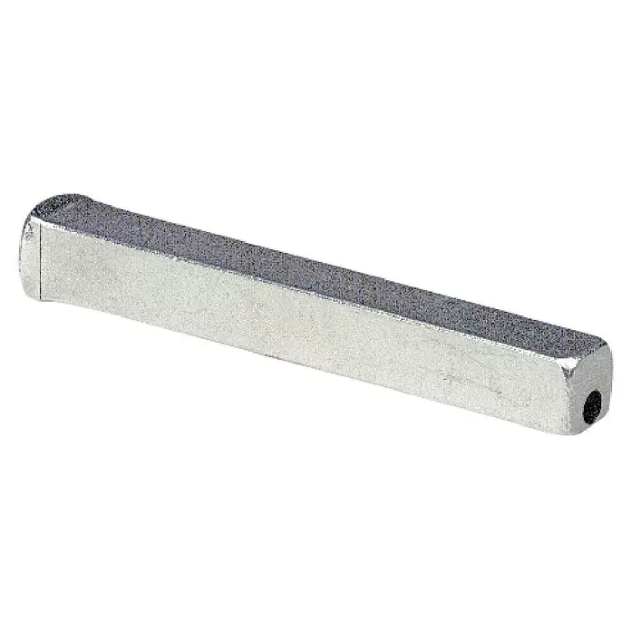 Lienbacher Wechselstift - 65 mm, Verzinkt - Silberfarbener, sechskantiger Metallstab mit einem kleinen Loch an einem Ende, als Schlüssel oder Werkzeugteil verwendet.