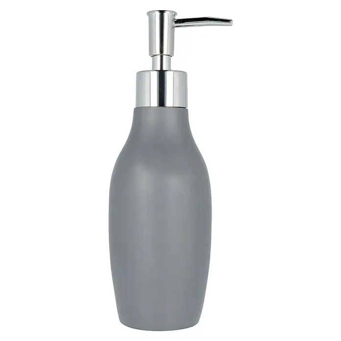 Venus Flakoni Seifenspender - Grau, Polyresin - Grauer Seifenspender mit Chrompumpe. Elegantes Design für Badezimmer oder Küche, ideal für Flüssigseife oder Lotion.