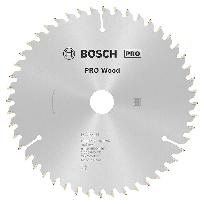 Bosch Cirkelzaagblad (160 mm, Boorgat: 20 mm, Aantal tanden: 48 st.) | BAUHAUS