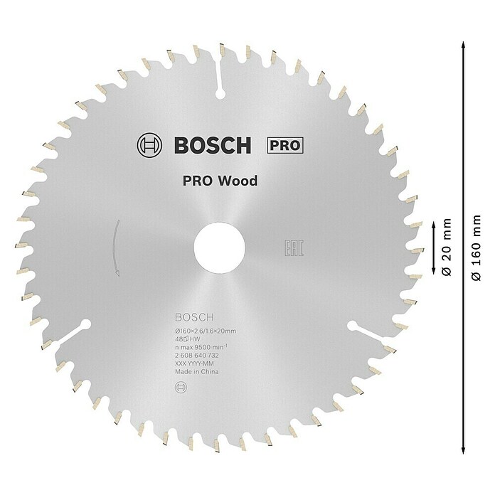 Bosch Cirkelzaagblad (160 mm, Boorgat: 20 mm, Aantal tanden: 48 st.) | BAUHAUS