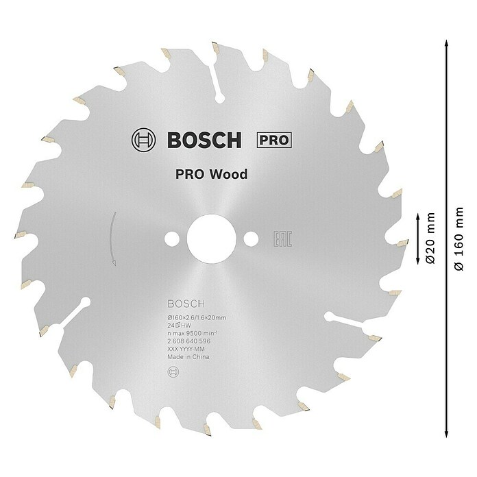 Bosch Cirkelzaagblad (Aantal tanden: 24 st., 160 mm, Zaagbladdikte: 2,6 mm) | BAUHAUS