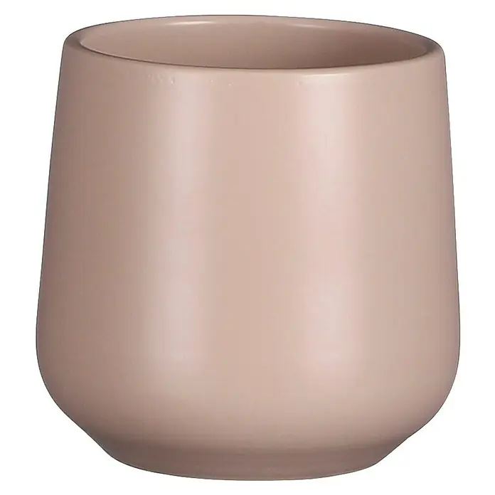 Mica Decorations Übertopf rund Amber - Außenmaß (Ø x H): 8 x 7 cm, Rosa, Keramik, Matt - Nahaufnahme eines glatten, rosafarbenen Keramikbechers mit abgerundeten Kanten, ideal für den täglichen Gebrauch.