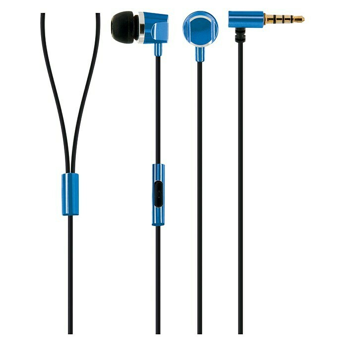 Schwaiger In Ear Kopfhörer KH410Klinkenstecker 3,5 mm, Blau, 1,5 m Front View