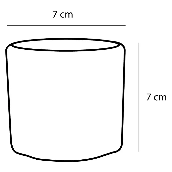 Mica Decorations Übertopf rund Era - Außenmaß (Ø x H): 7 x 7 cm, Matt Schwarz, Keramik - Schematische Darstellung eines zylindrischen Gefäßes mit den Maßen 7 cm Höhe und 7 cm Durchmesser.