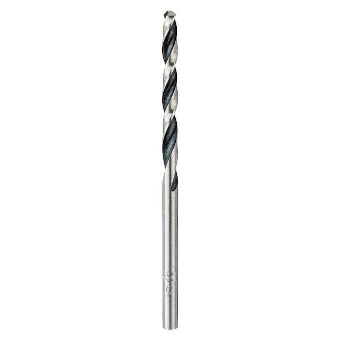 Bosch Metallbohrer PointTeQ - 10 Stk., Durchmesser Bohrer: 3 mm - Abgebildet ist ein Spiralbohrer aus Metall, der zum Bohren von Löchern verwendet wird. Der Bohrer hat eine spiralförmige Schneide.