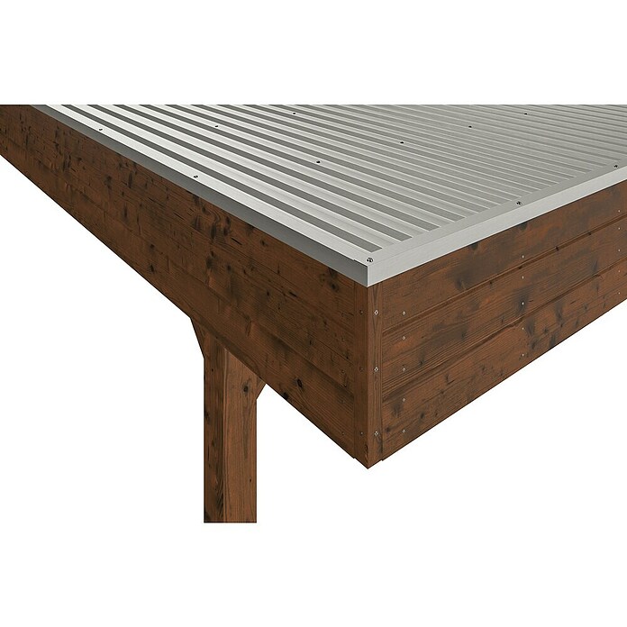SKAN HOLZ Carport (Außenmaß inkl. Dachüberstand (B x T): 5,57 x 7,08 m, Doppelcarport, Nussbaum) | BAUHAUS