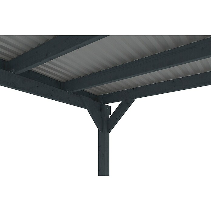 SKAN HOLZ Carport (Außenmaß inkl. Dachüberstand (B x T): 5,57 x 7,08 m, Doppelcarport, Anthrazit) | BAUHAUS