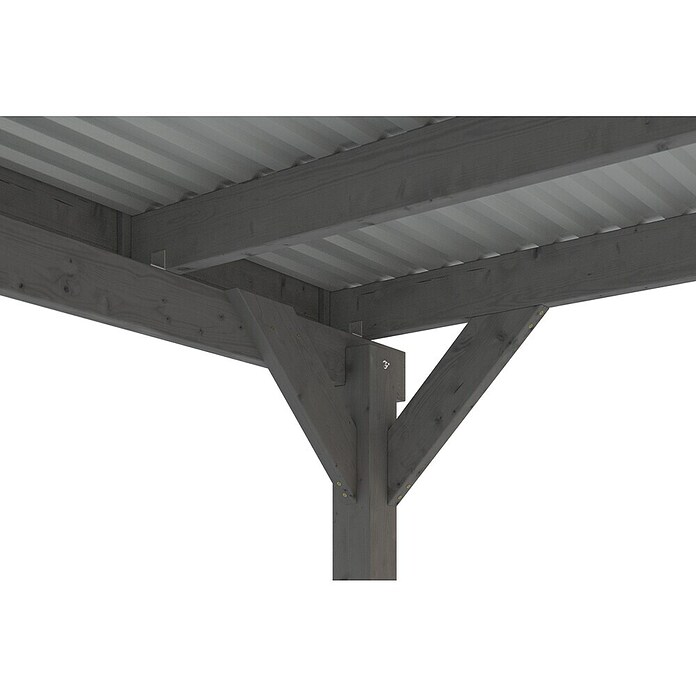 SKAN HOLZ Carport (Außenmaß inkl. Dachüberstand (B x T): 5,57 x 7,08 m, Doppelcarport, Schiefergrau) | BAUHAUS