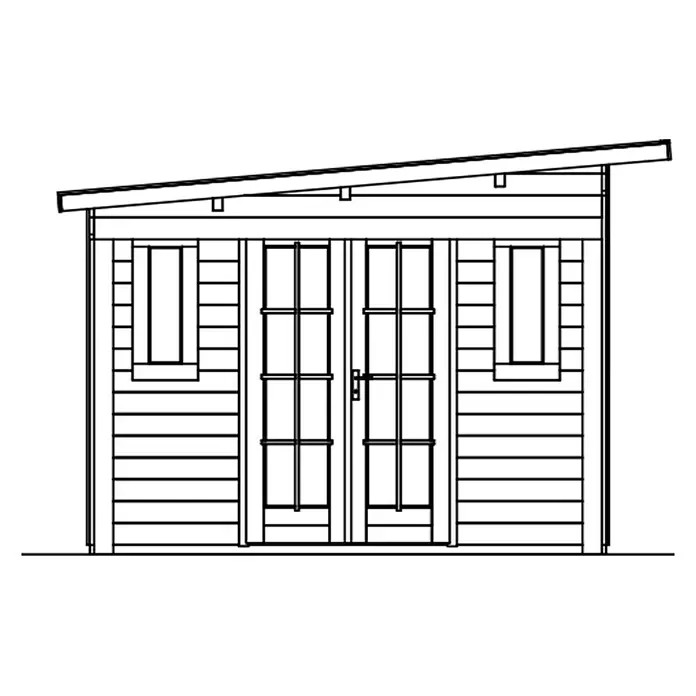 SKAN HOLZ Gartenhaus Dilbeek - Außenmaß inkl. Dachüberstand (B x T): 553 x 380 cm, Holz, Natur - Holzschuppen mit Pultdach, Doppeltür mit Verglasung und zwei Fenstern.