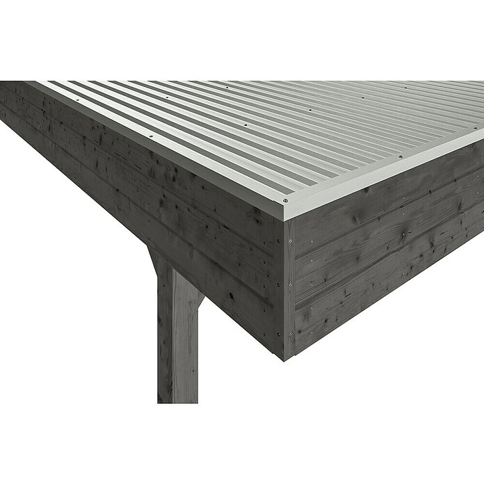 SKAN HOLZ Carport (Außenmaß inkl. Dachüberstand (B x T): 5,57 x 7,08 m, Doppelcarport, Schiefergrau) | BAUHAUS