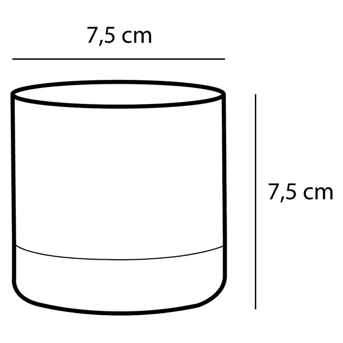 Mica Decorations Übertopf rund Lago - Außenmaß (Ø x H): 7,5 x 7,5 cm, Keramik, Weiß - Abbildung eines zylindrischen Behälters mit den Maßen 7,5 cm in Höhe und Durchmesser, ideal für den vielseitigen Einsatz.