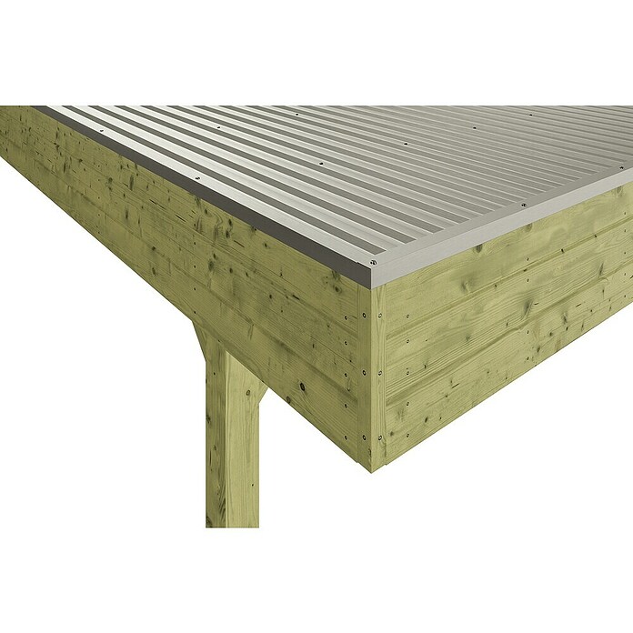 SKAN HOLZ Carport (Außenmaß inkl. Dachüberstand (B x T): 5,57 x 7,08 m, Doppelcarport, KDI Grün) | BAUHAUS