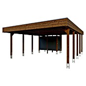 SKAN HOLZ Carport (Außenmaß inkl. Dachüberstand (B x T): 5,57 x 7,08 m, Doppelcarport, Nussbaum) | BAUHAUS