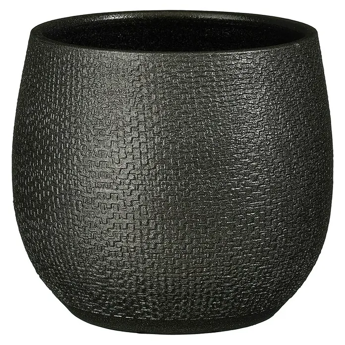 Mica Decorations Übertopf rund Porto - Außenmaß (Ø x H): 16 x 16 cm, Anthrazit Metallic, Polyester - Schwarzer Blumentopf mit einzigartiger Textur. Ideal, um Ihren Pflanzen einen modernen Touch zu verleihen. Robuste Ausführung.