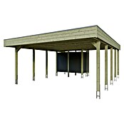 SKAN HOLZ Carport (Außenmaß inkl. Dachüberstand (B x T): 5,57 x 7,08 m, Doppelcarport, KDI Grün) | BAUHAUS