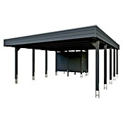 SKAN HOLZ Carport (Außenmaß inkl. Dachüberstand (B x T): 5,57 x 7,08 m, Doppelcarport, Anthrazit) | BAUHAUS
