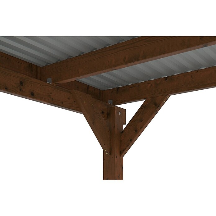 SKAN HOLZ Carport (Außenmaß inkl. Dachüberstand (B x T): 5,57 x 7,08 m, Doppelcarport, Nussbaum) | BAUHAUS