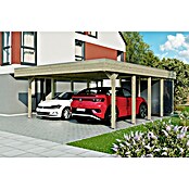 SKAN HOLZ Carport (Außenmaß inkl. Dachüberstand (B x T): 5,57 x 7,08 m, Doppelcarport, KDI Grün) | BAUHAUS
