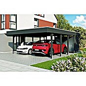 SKAN HOLZ Carport (Außenmaß inkl. Dachüberstand (B x T): 5,57 x 7,08 m, Doppelcarport, Anthrazit) | BAUHAUS