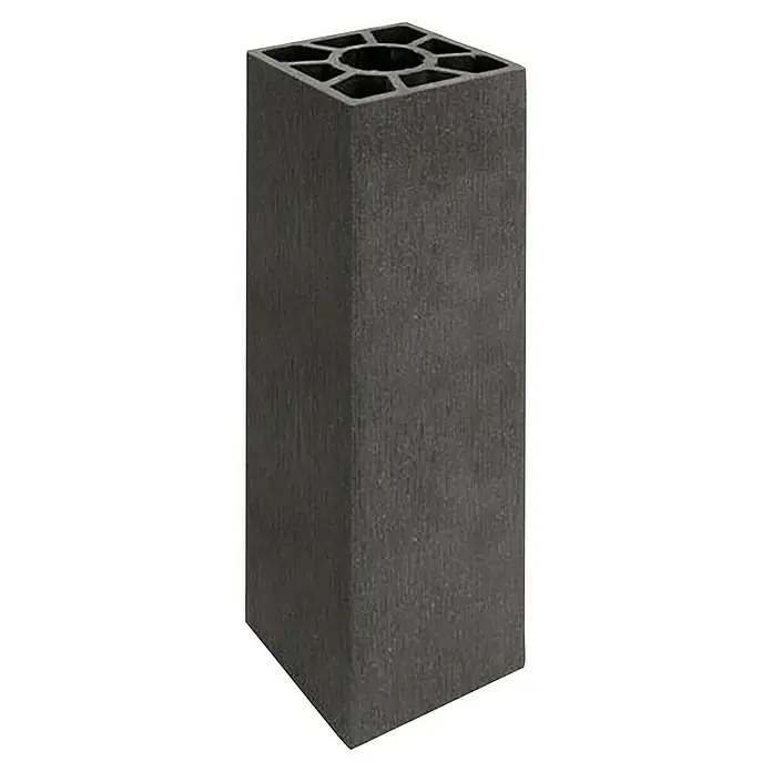 Kiehnholz Sichtschutzelement Design-Rhombus - B x H: 179 x 179 cm, Anthrazit - Produktbild eines grauen, quadratischen Pfostens aus Verbundmaterial mit hohlem, geometrischem Muster oben.