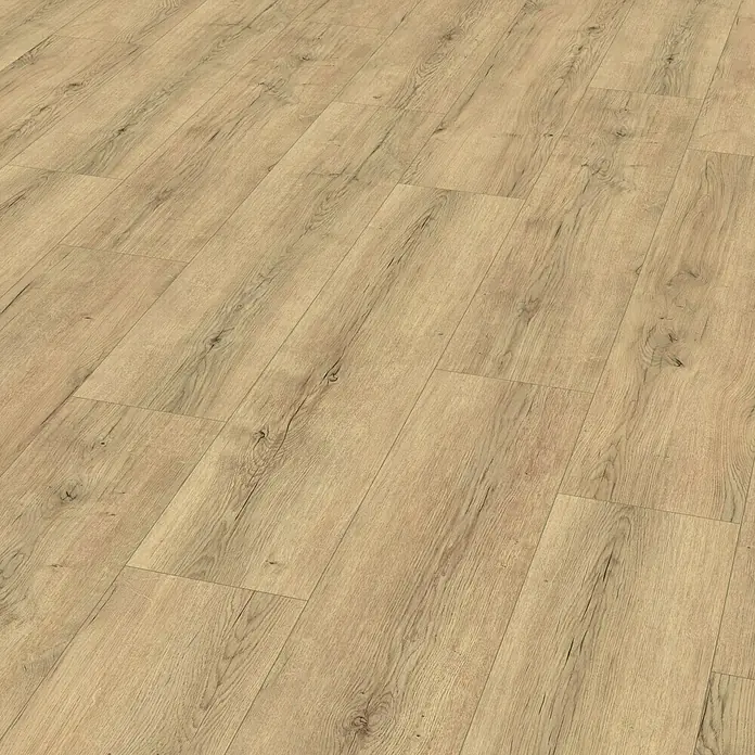 Laminat - Vitura Eiche, Landhausdiele, 1.292 x 193 x 7 mm - Helles Laminat mit Holzstruktur, ideal für moderne Wohnräume. Die feine Maserung sorgt für eine warme und einladende Atmosphäre.