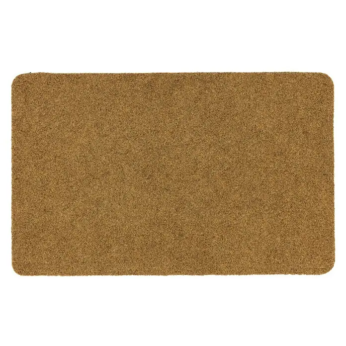 Astra Fußmatte Power Rib - Beige, 50 x 80 cm - Rechteckige, braune Fußmatte mit abgerundeten Ecken auf schwarzem Hintergrund, ideal für den Eingangsbereich.