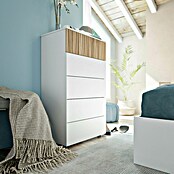 Cómoda Ethna (L x An x Al: 40 x 61 x 109 cm, Blanco Artik/Roble Natur, Número de cajones: 5 ud.) | BAUHAUS
