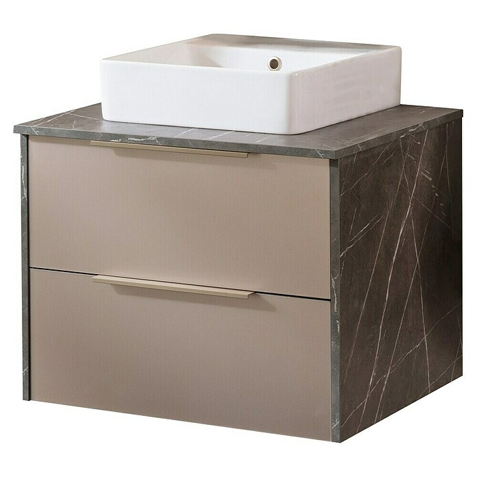 Camargue Marble Badmöbel-Set (60 cm, Grau Marmor/Goldbronze, 2 -tlg.) | BAUHAUS