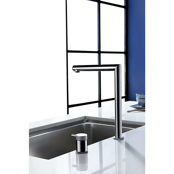 Imex Grifo de cocina escamoteable Itaca - Cromo - Elegante grifo de cocina y dispensador con diseño moderno. Los brillantes acabados cromados complementan perfectamente la encimera.