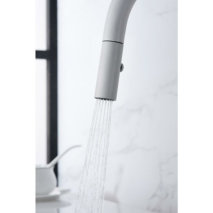 Imex Grifo de cocina extraíble Samoa (Blanco) | BAUHAUS