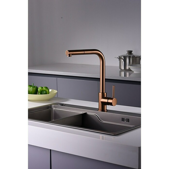 Imex Grifo de cocina extraíble Malta (Oro rosa) | BAUHAUS