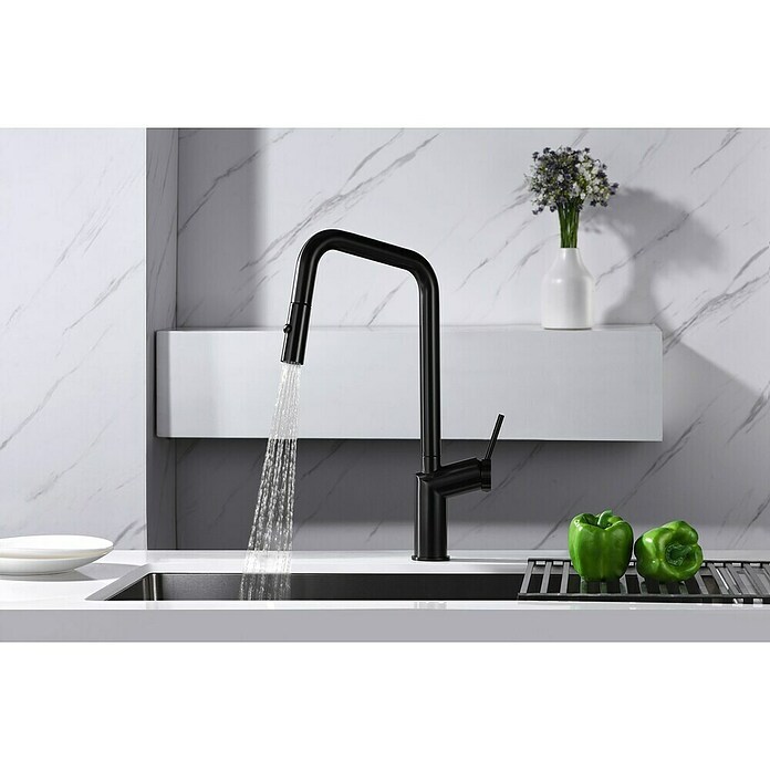 Imex Grifo de cocina extraíble Bonn (Black gun metal) | BAUHAUS
