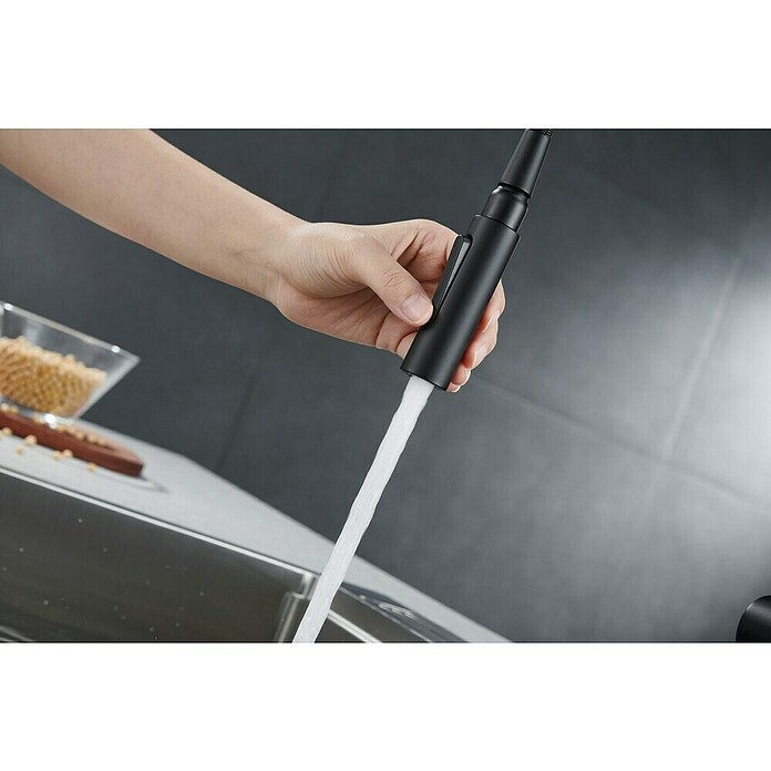Imex Grifo de cocina extraíble Berna (Negro) | BAUHAUS