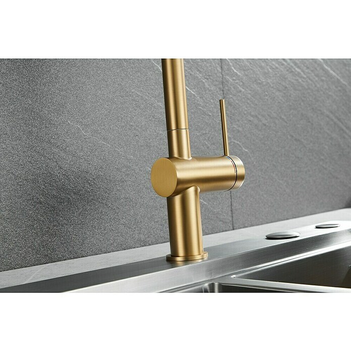Imex Grifo de cocina extraíble Berna (Oro) | BAUHAUS