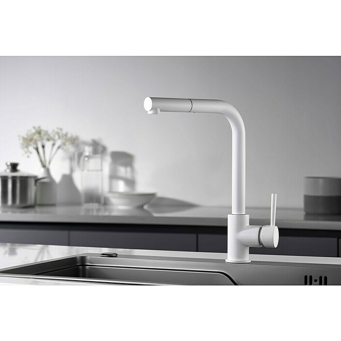 Imex Grifo de cocina extraíble Malta (Blanco) | BAUHAUS
