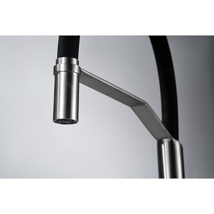 Imex Grifo de cocina flexible Deva (Negro/Cromo, Mate) | BAUHAUS