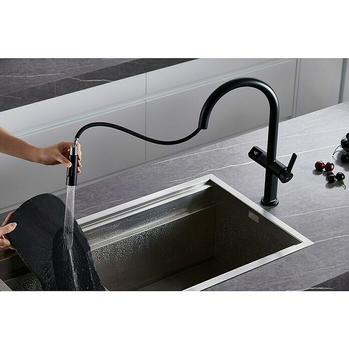 Imex Grifo de cocina extraíble Turín (Negro) | BAUHAUS