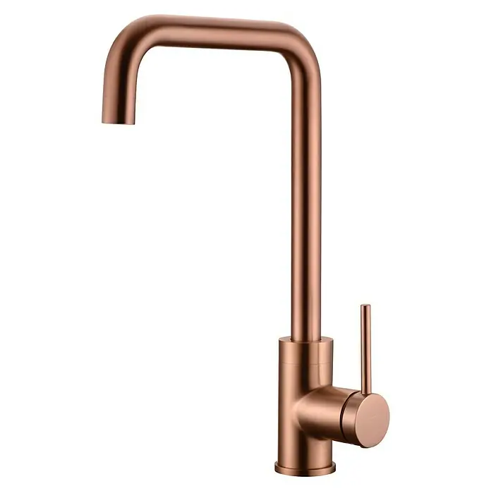 Imex Grifo de cocina Loira - Oro rosa - Grifo de cocina moderno con acabado en cobre y diseño cuadrado, ideal para una decoración de cocina elegante.